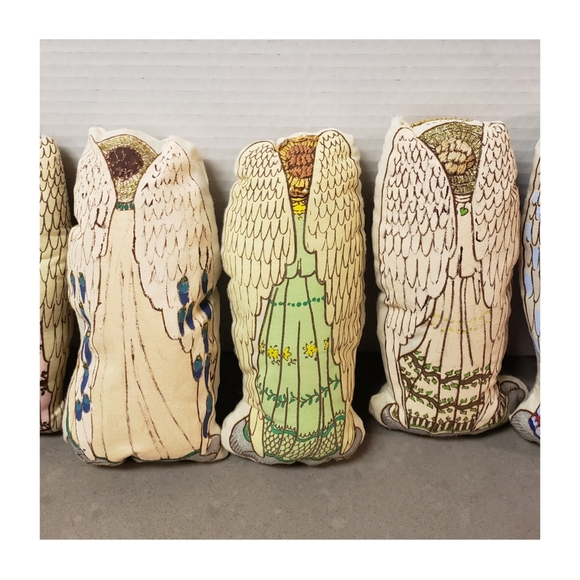 Vintage Lot Set Of 10 Cut And Sew Handpainted Embellished Soft Sculpture Angels - Picture 8 of 16